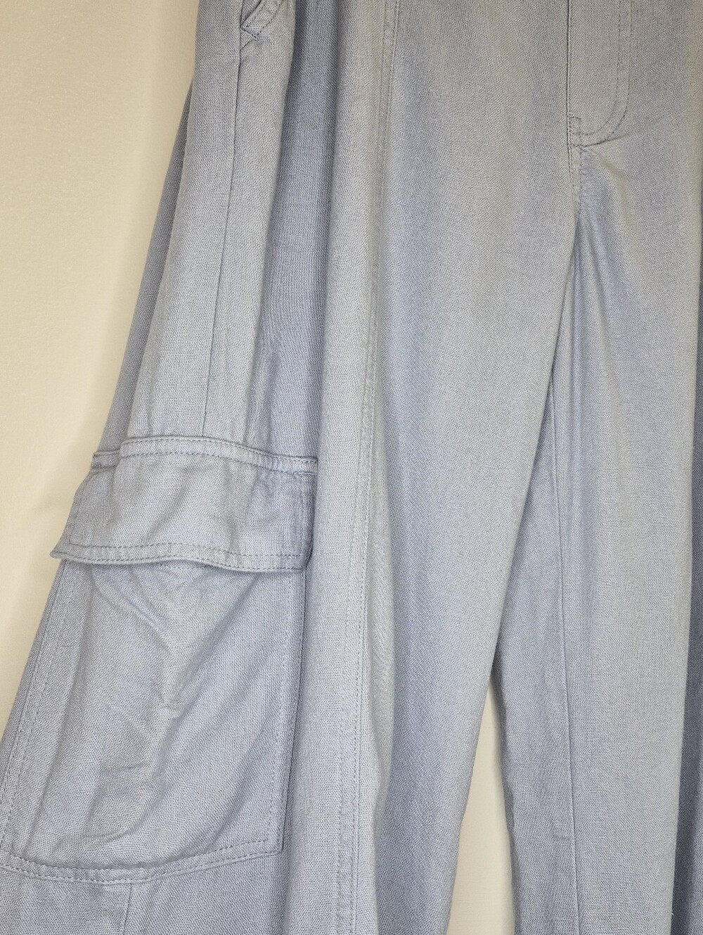 Sincerely Jules Light Blue Linen Blend Cargo Wide Leg Pants Size Small - Picture 7 of 13